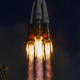Uno de los cohetes Soyuz actuales de Rusia.